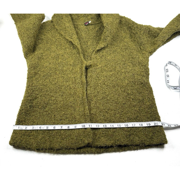 Tabask Handcrafted Alpaca Green Cardigan Sweater Single Button Womens Large Peru - Picture 8 of 11